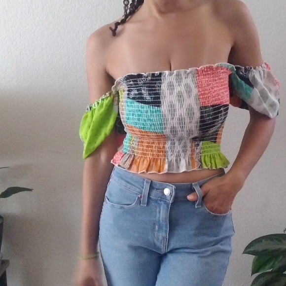 Smocked Patchwork Top/Peasant Top - Picture 7 of 9